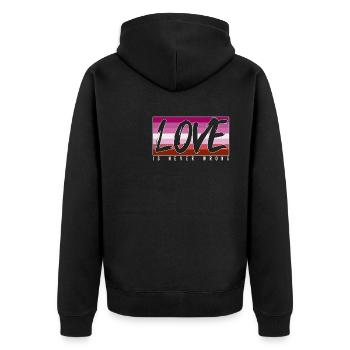 L’amour LGBTQ n’est jamais faux - Veste à capuche bio Premium Unisexe - noir - Dos - Nico (187cm)