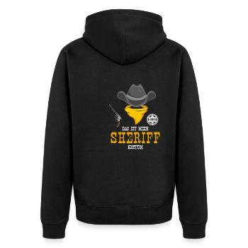 Karneval Kostüm Sheriff - Unisex Premium Bio Zip Hoodie - Schwarz - Hinten - Nico (187cm)