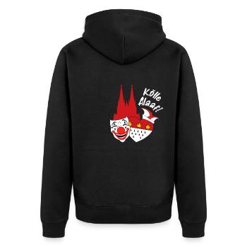 Karneval Kostüm Kölle Alaaf Clown Wappen Dom Köln - Unisex Premium Bio Zip Hoodie - Schwarz - Hinten - Nico (187cm)