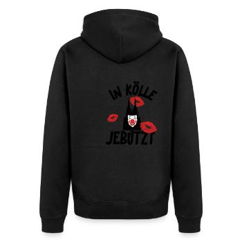 Karneval Kostüm Kölle Alaaf Herz Köln jebützt - Unisex Premium Bio Zip Hoodie - Schwarz - Hinten - Nico (187cm)