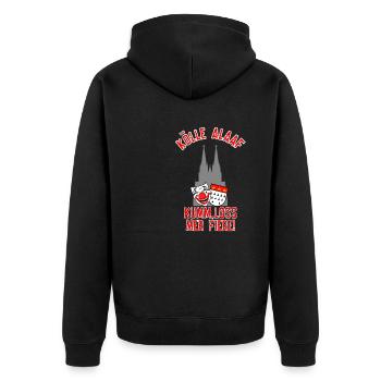 Karneval Kostüm Kölle Alaaf Köln loss mer fiere! - Unisex Premium Bio Zip Hoodie - Schwarz - Hinten - Nico (187cm)