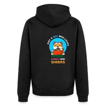 Juste un garçon qui aime l’anime, les ramen et les shibas - Veste à capuche bio Premium Unisexe - noir - Dos - Nico (187cm)