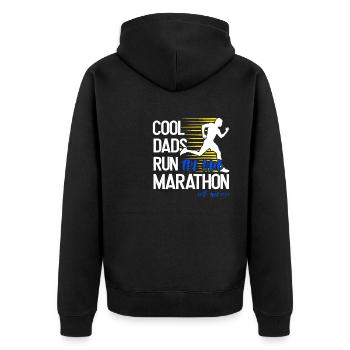 Marathon April 17, 2023 at the Hub of the Universe - Unisex Premium Organic Zip Hoodie - black - Back - Nico (187cm)