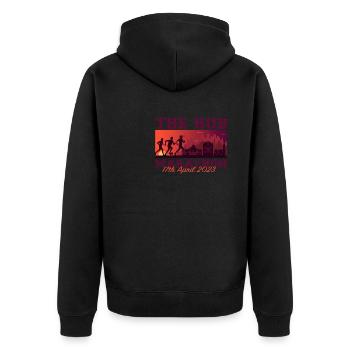 Marathon April 17, 2023 at the Hub of the Universe - Unisex Premium Organic Zip Hoodie - black - Back - Nico (187cm)