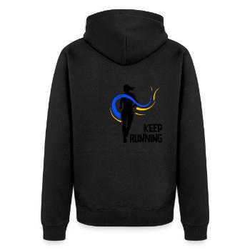 Laufen Sie 26,2 Meilen Marathon Herausforderung - Unisex Premium Bio Zip Hoodie - Schwarz - Hinten - Nico (187cm)