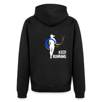 Laufen Sie 26,2 Meilen Marathon Herausforderung - Unisex Premium Bio Zip Hoodie - Schwarz - Hinten - Nico (187cm)