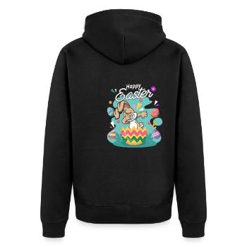 Happy Easter - Dabbing Dab Osterhase - Unisex Premium Bio Zip Hoodie - Schwarz - Hinten - Nico (187cm)