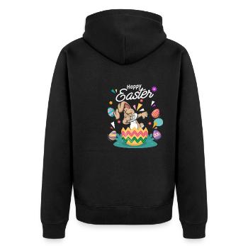 Frohe Ostern - Osterhase Dab Tanz - Unisex Premium Bio Zip Hoodie - Schwarz - Hinten - Nico (187cm)