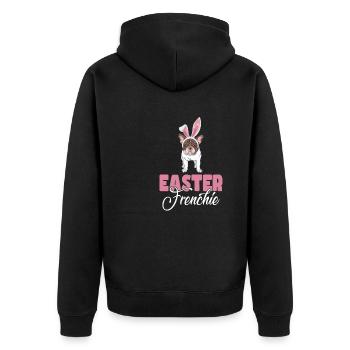 Oster French Bulldog - Unisex Premium Bio Zip Hoodie - Schwarz - Hinten - Nico (187cm)