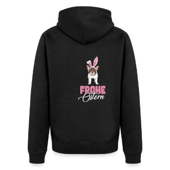 Frohe Ostern French Bulldog - Unisex Premium Bio Zip Hoodie - Schwarz - Hinten - Nico (187cm)