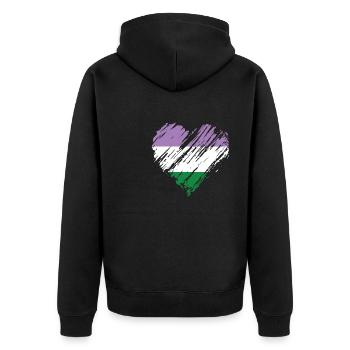 Fierté Cœur LGBTQ - Veste à capuche bio Premium Unisexe - noir - Dos - Nico (187cm)