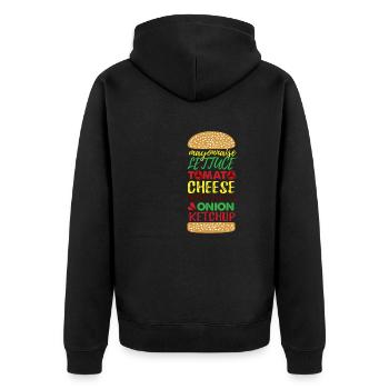 J’adore la restauration rapide, les hamburgers et les frites - Veste à capuche bio Premium Unisexe - noir - Dos - Nico (187cm)