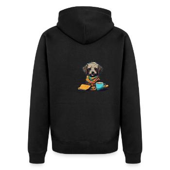 Journée mondiale du café avec un chien - Veste à capuche bio Premium Unisexe - noir - Dos - Nico (187cm)