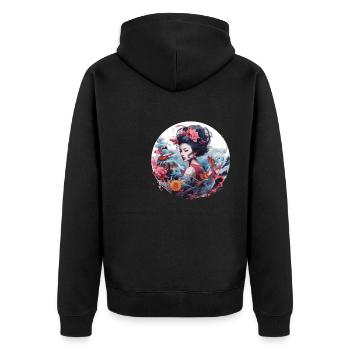 Geisha of Japan - Unisex Premium Organic Zip Hoodie - black - Back - Nico (187cm)