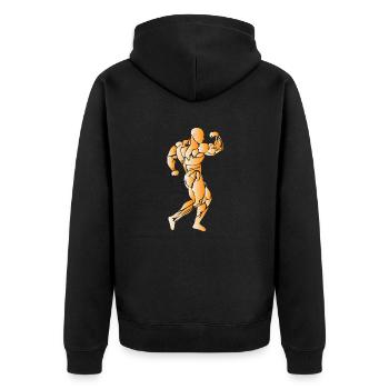 Bodybuilding - Unisex Premium Bio Zip Hoodie - Schwarz - Hinten - Nico (187cm)