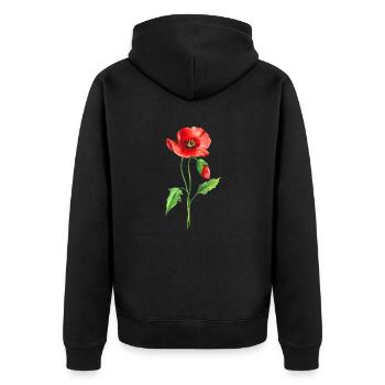 Flower - Unisex Premium Organic Zip Hoodie - black - Back - Nico (187cm)
