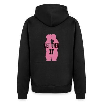 GET OVER IT - Unisex Premium Organic Zip Hoodie - black - Back - Nico (187cm)