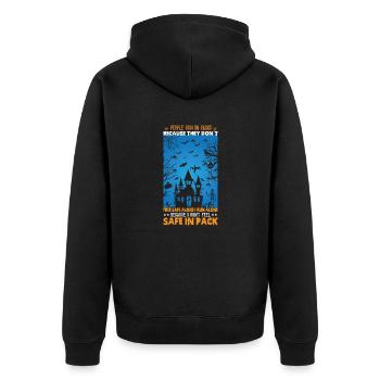 Halloween Hemd - Unisex Premium Bio Zip Hoodie - Schwarz - Hinten - Nico (187cm)