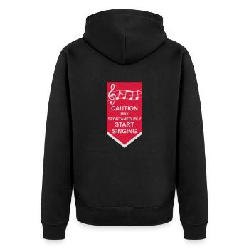 may spontaneously start singing - Unisex Premium Bio Zip Hoodie - Schwarz - Hinten - Nico (187cm)