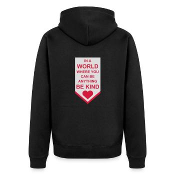 you can be kind - Unisex Premium Bio Zip Hoodie - Schwarz - Hinten - Nico (187cm)