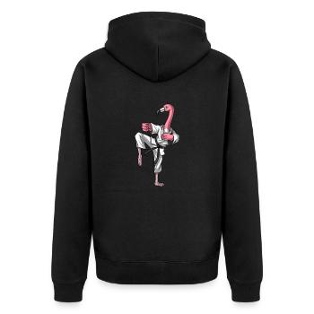 Flamingo Bird Karate - Unisex Premium Organic Zip Hoodie - black - Back - Nico (187cm)