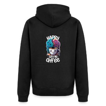 addiction au cafe - heureux avec du café - Veste à capuche bio Premium Unisexe - noir - Dos - Nico (187cm)