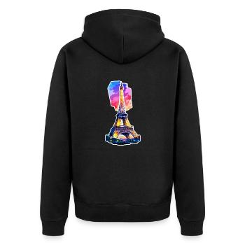 Eiffel Tower #4 - Unisex Premium Organic Zip Hoodie - black - Back - Nico (187cm)