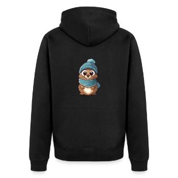 Cute gopher with scarf and bobble hat. - Unisex Premium Organic Zip Hoodie - black - Back - Nico (187cm)