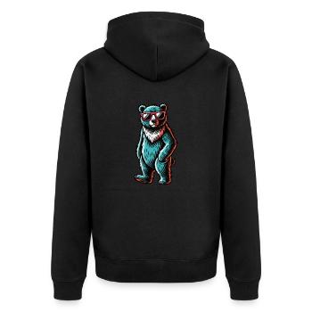 Bear cool - Unisex Premium Organic Zip Hoodie - black - Back - Nico (187cm)