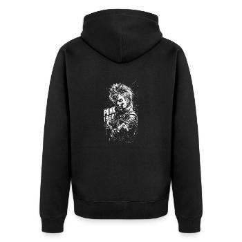 Punk des années 1969 - Veste à capuche bio Premium Unisexe - noir - Dos - Nico (187cm)