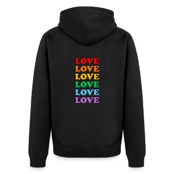 Love 6 rainbow colors gay pride - Unisex Premium Organic Zip Hoodie - black - Back - Nico (187cm)