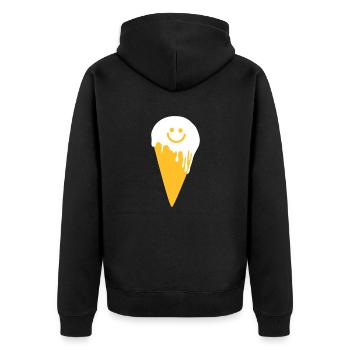 happy ice cream - Unisex Premium Bio Zip Hoodie - Schwarz - Hinten - Nico (187cm)