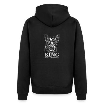AUSTRALIAN CATTLE DOG King of everything Wilsigns - Unisex Premium Bio Zip Hoodie - Schwarz - Hinten - Nico (187cm)