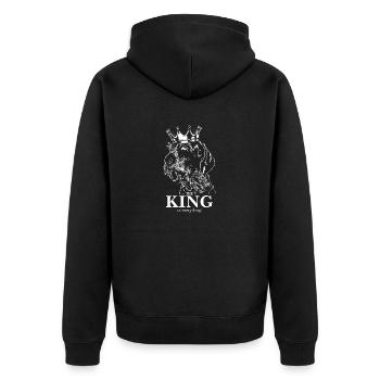 GERMAN WIREHAIRED King of everything Dog Wilsigns - Unisex Premium Organic Zip Hoodie - black - Back - Nico (187cm)