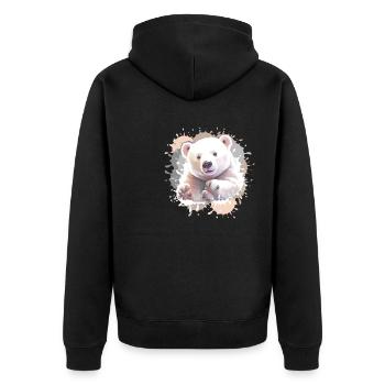 Eisbär, Bär, Babyeisbär,beige - Unisex Premium Bio Zip Hoodie - Schwarz - Hinten - Nico (187cm)