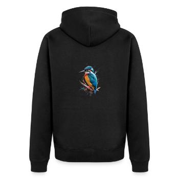 Vibrant Kingfisher - Nature's Jewel - Unisex Premium Organic Zip Hoodie - black - Back - Nico (187cm)