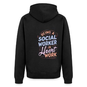 Être un travailleur social est un travail de cœur mignon social - Veste à capuche bio Premium Unisexe - noir - Dos - Nico (187cm)