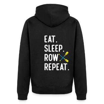 Eat Sleep Row Repat Funny Rowing Rower Coxswain - Unisex Premium Bio Zip Hoodie - Schwarz - Hinten - Nico (187cm)