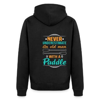 Never Underestimate An Old Man With A Paddle Kayak - Unisex Premium Bio Zip Hoodie - Schwarz - Hinten - Nico (187cm)