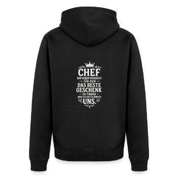 best gift coworker office - Unisex Premium Organic Zip Hoodie - black - Back - Nico (187cm)