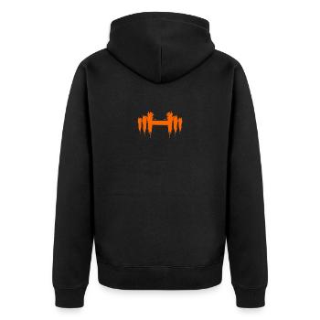 Hantel Design Kurz Farbig Neu Kurzhantel Sport - Unisex Premium Bio Zip Hoodie - Schwarz - Hinten - Nico (187cm)