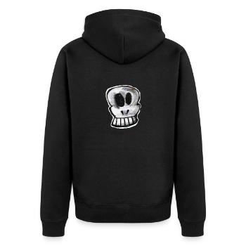 TOMZOFF Schädel Skull - Unisex Premium Bio Zip Hoodie - Schwarz - Hinten - Nico (187cm)