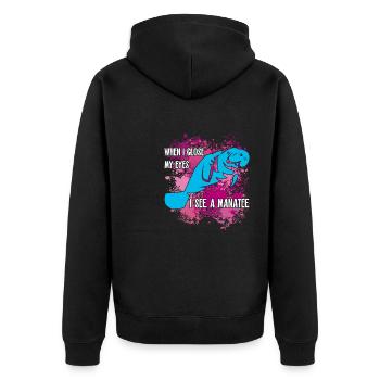 Je rêve de lamantin et de dugong - Veste à capuche bio Premium Unisexe - noir - Dos - Nico (187cm)