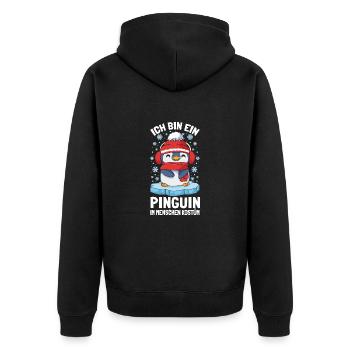Pinguine Ich Bin Ein Pinguin - Unisex Premium Bio Zip Hoodie - Schwarz - Hinten - Nico (187cm)