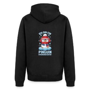 Pinguine Ich Bin Ein Pinguin - Unisex Premium Bio Zip Hoodie - Schwarz - Hinten - Nico (187cm)