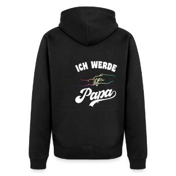 Ich werde Papa Vater Väter Vatertag - Unisex Premium Bio Zip Hoodie - Schwarz - Hinten - Nico (187cm)