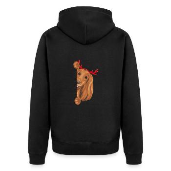 Peeking Cocker Spaniel Hund mit Weihnachtshörnern - Unisex Premium Bio Zip Hoodie - Schwarz - Hinten - Nico (187cm)