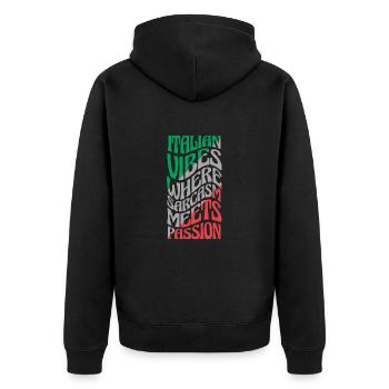 Lustiger Sarkasmus Italien - Unisex Premium Bio Zip Hoodie - Schwarz - Hinten - Nico (187cm)