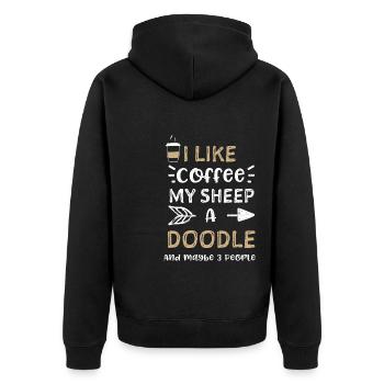 J’aime le café mes moutons un gribouillage... - Veste à capuche bio Premium Unisexe - noir - Dos - Nico (187cm)