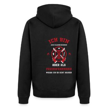 Ich Bin Kein Klugscheißer Aber A... - Unisex Premium Bio Zip Hoodie - Schwarz - Hinten - Nico (187cm)